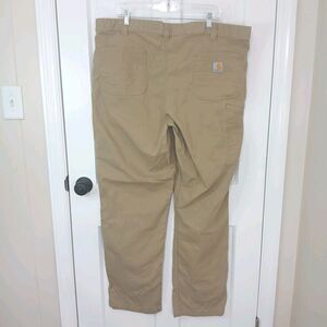 Carhartt Rugged Flex Relaxed Fit Canvas Work Pants Men 42x34 Tan Utility Jeans